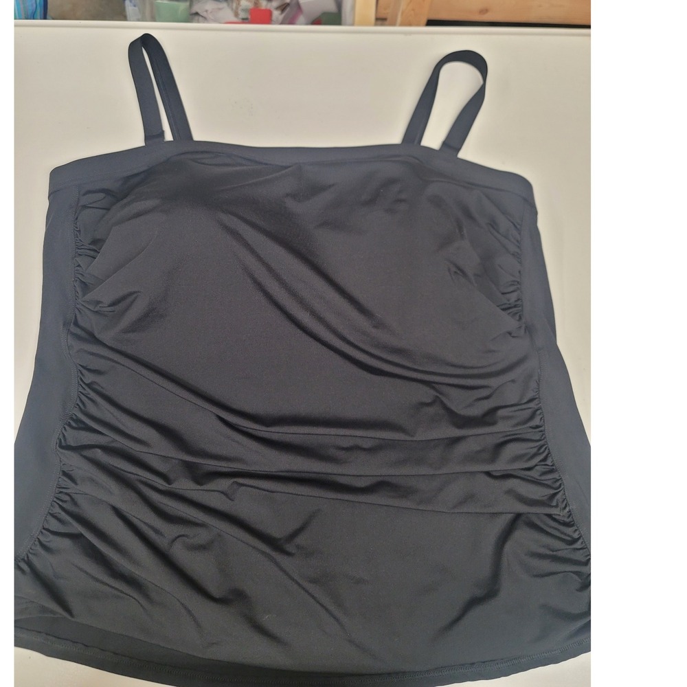 Lands End Women's‎ Swimsuit Top Black Adjustable Straps Plus Size 24W